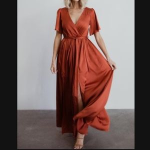 Baltic Born Rust Sicily Satin Maxi Dress